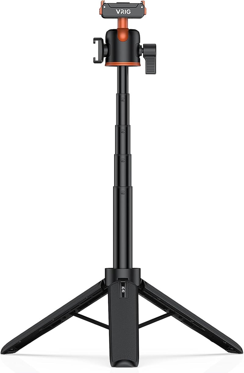 VRIG AC-40 Action Camera Selfie Stick Tripod with Quick Release Adapter, 360° Ball Head & Cold Shoe Mount, 8 to 21 inches Extendable Tripod for DJI Osmo Action 5 Pro/Action 4/ Action 3/ Osmo 360 - Image 1